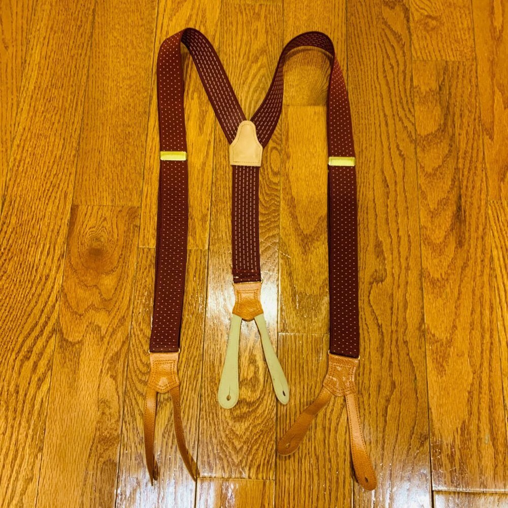 Polo Ralph Lauren Vintage Y-Back Leather & Brass Suspenders Braces - Picture 6 of 16